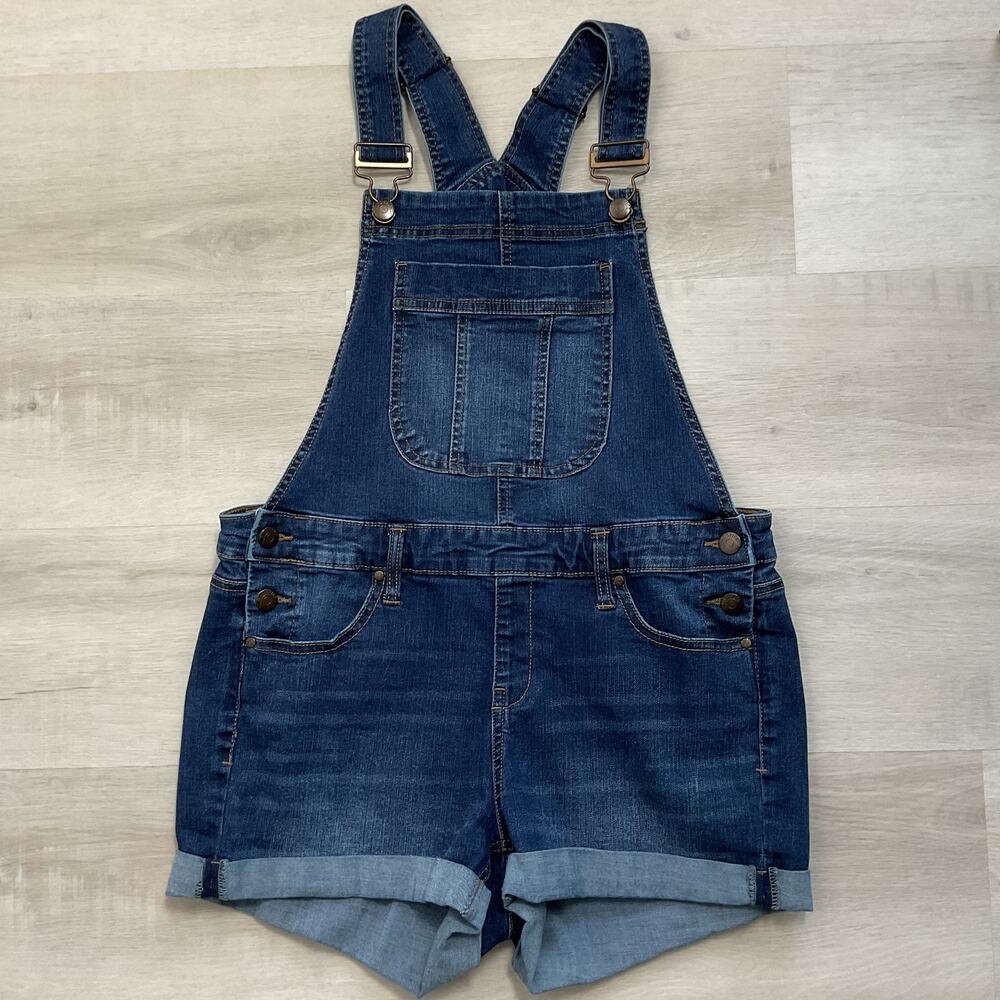 Blue Spice Dark Wash Denim Shorts Overalls Juniors 13
